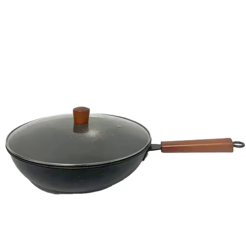 Cíor meala 32cm Wok Neamhbhrataithe Teaghlaigh Wok Octagonal Neamh-mhaide