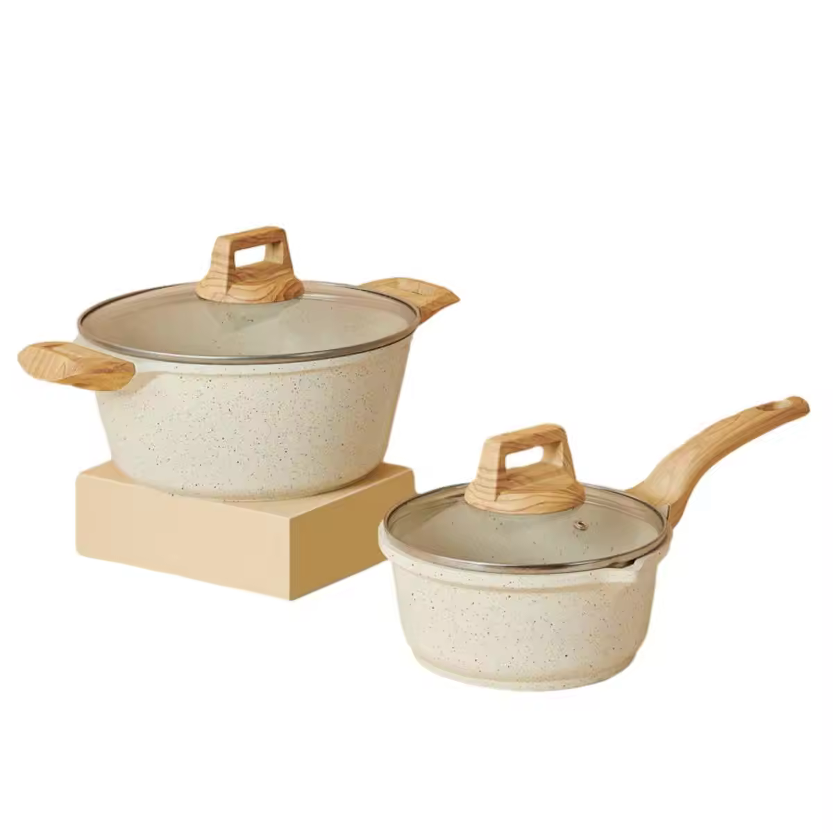 Leagann potaí stoc anraith nonstick alúmanam saincheaptha le láimhseáil