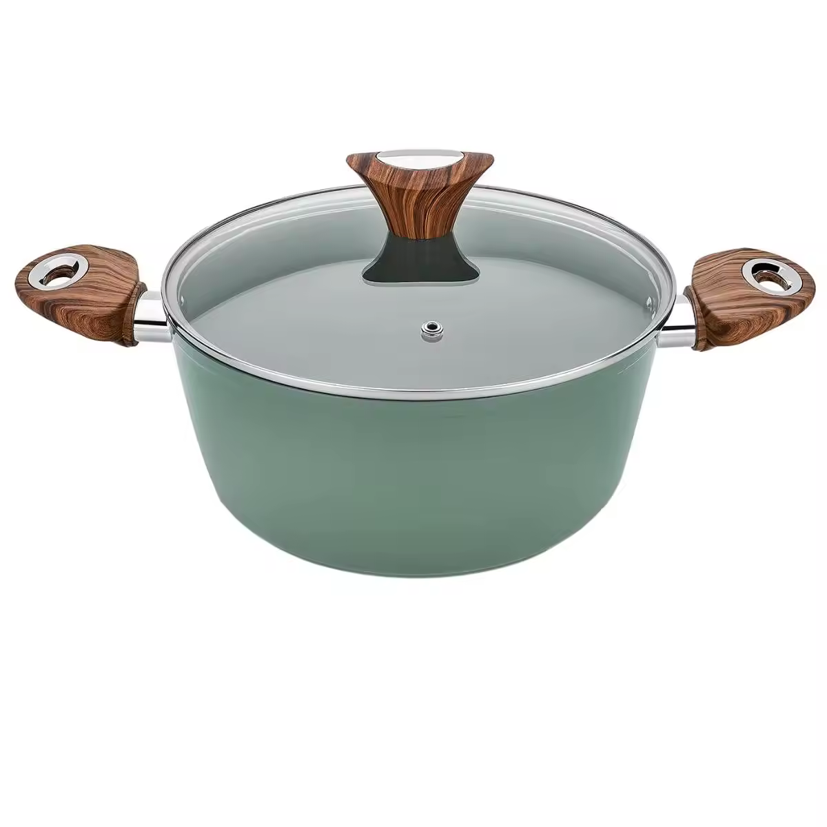 Pota casseroles alúmanaim dhá-láimhseáil lógó saincheaptha earraí cistine le cláir ghloine